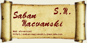 Šaban Mačvanski vizit kartica
